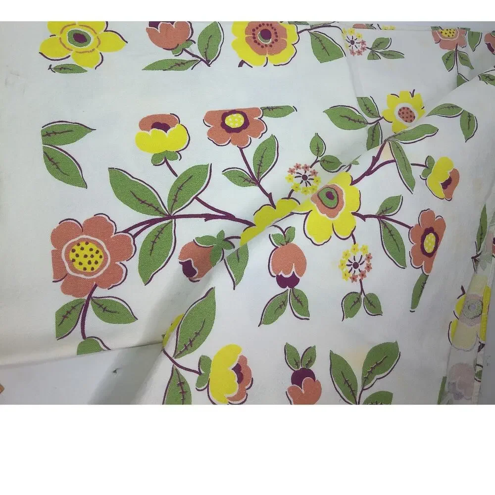 VTG 1950s Startex Starfield Floral Tablecloth Retro Boho Flowers 54x47 Cutter